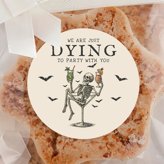 Vintage Skeleton Halloween Party Sticker (Creator Uploaded)