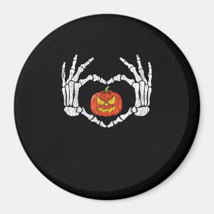 Vintage Skeleton Hands Heart Pumpkin Autumn Hallow Magnet