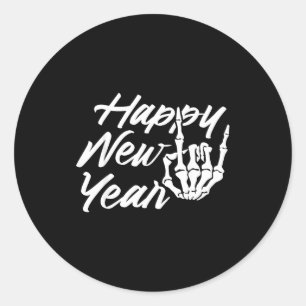 Vintage Skeleton Happy New Year Eve  Classic Round Sticker