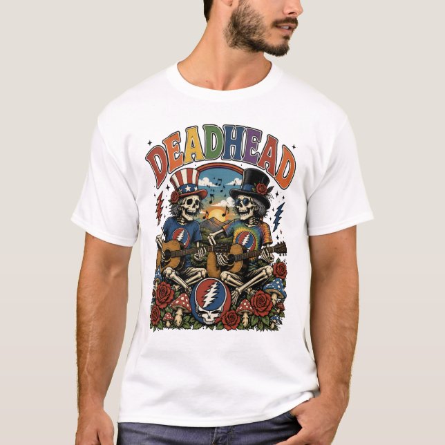 vintage skeleton jam band guitar tee (Front)