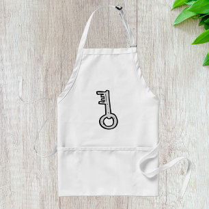 Vintage Skeleton Key Hand-Drawn Silver Antique Standard Apron