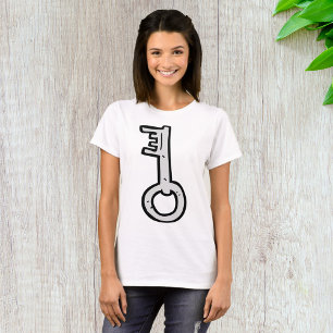 Vintage Skeleton Key Hand-Drawn Silver Antique T-Shirt