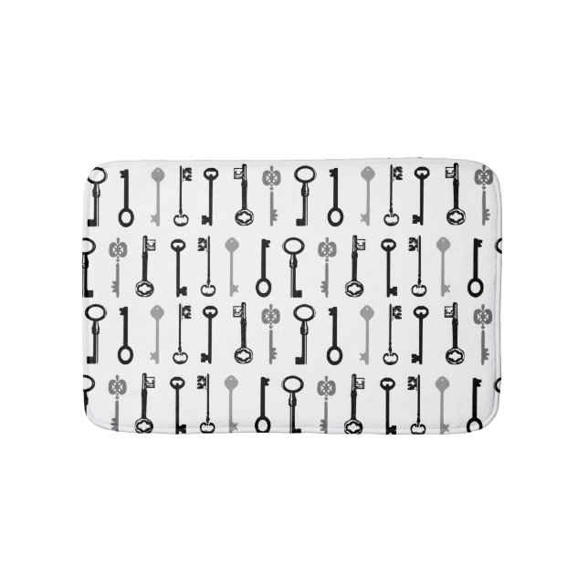 Vintage Skeleton Key Pattern Bath Mat (Front)