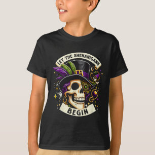 Vintage Skeleton Let The Shenanigans Begin Mardi G T-Shirt