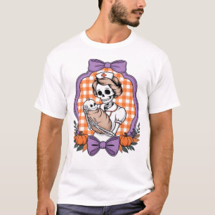 Vintage Skeleton Nurse and Baby � Cute Halloween R T-Shirt