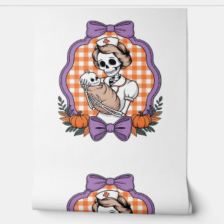 Vintage Skeleton Nurse and Baby � Cute Halloween R Wallpaper