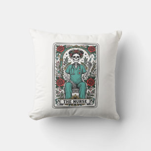 Vintage Skeleton Nurse Tarot Card Shirt Design_1 Cushion