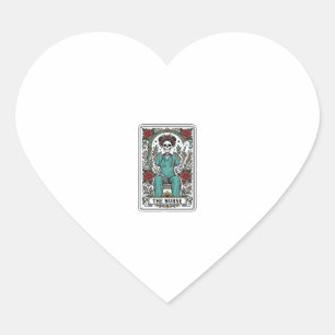 Vintage Skeleton Nurse Tarot Card Shirt Design_1 Heart Sticker