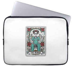 Vintage Skeleton Nurse Tarot Card Shirt Design_1 Laptop Sleeve