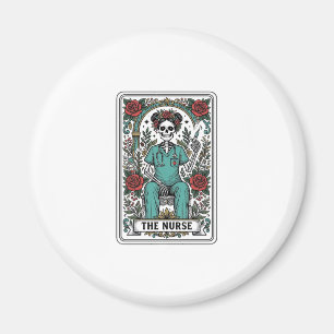 Vintage Skeleton Nurse Tarot Card Shirt Design_1 Magnet