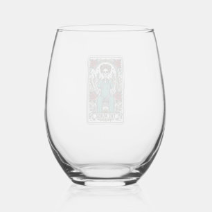 Vintage Skeleton Nurse Tarot Card Shirt Design_1 Stemless Wine Glass