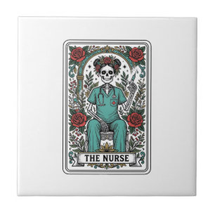 Vintage Skeleton Nurse Tarot Card Shirt Design_1 Tile