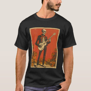 Vintage Skeleton Playing Electric Guitar for Guita T-Shirt