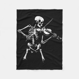 Vintage Skeleton Playing The Violin Halloween Rock Fleece Blanket