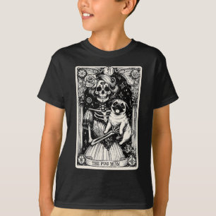 Vintage Skeleton Pug Mum Tarot Card Witchy Vibes P T-Shirt