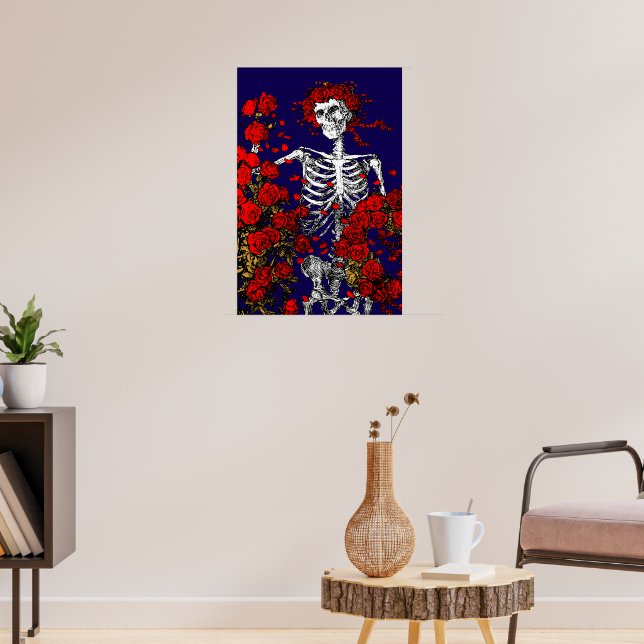 Vintage Skeleton & Roses Poster (Living Room 3)