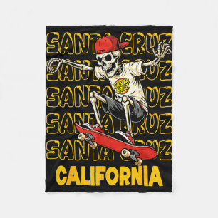 Vintage skeleton skateboard santa cruz california fleece blanket