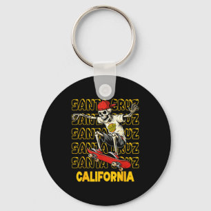 Vintage skeleton skateboard santa cruz california key ring
