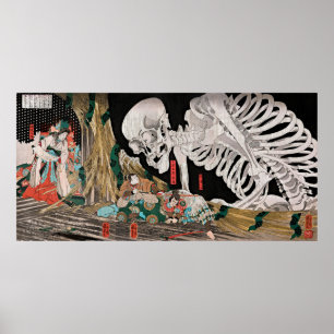 Vintage Skeleton Spectre Ukiyo-e Poster