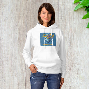 Vintage Skeleton Surfing California Beach Hoodie