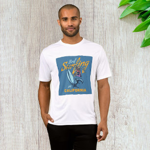 Vintage Skeleton Surfing California Beach T-Shirt