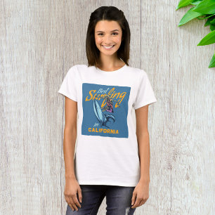 Vintage Skeleton Surfing California Beach T-Shirt