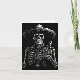Vintage Skeleton Tequila Mexico Dia De Los Muertos Card