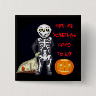 Vintage Skeleton Trick or Treater 15 Cm Square Badge