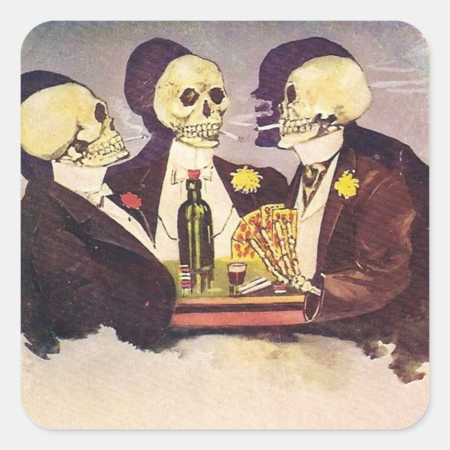 Vintage Skeletons Square Sticker (Front)