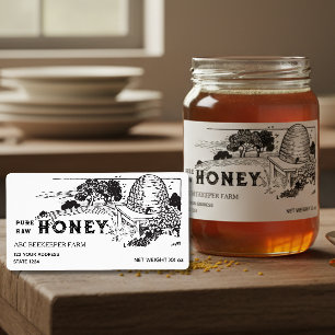 Vintage Skep beehive Honey Jar Label