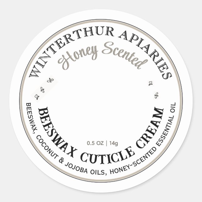  Vintage Skep Beeswax Cuticle Cream Label  (Front)