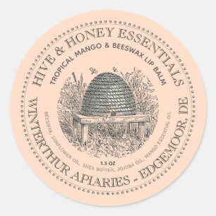Vintage Skep Hive & Honey Essentials Apiary Label 