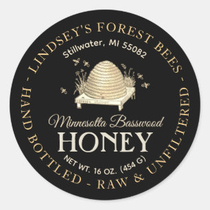 Vintage Skep Honey Label Hand Bottled Raw Basswood