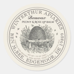 Vintage Skep Ivory Beeswax Lip Balm Label