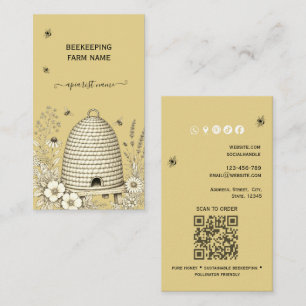 Vintage Skep Script BeeKeeper Honey Apairist Business Card