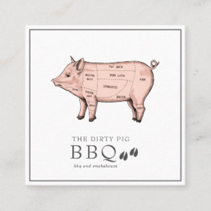 Vintage Sketch Butcher Pig Business Card