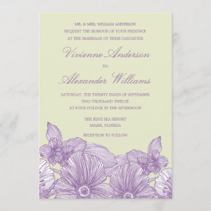 VINTAGE SKETCH FLOWERS WEDDING INVITATION