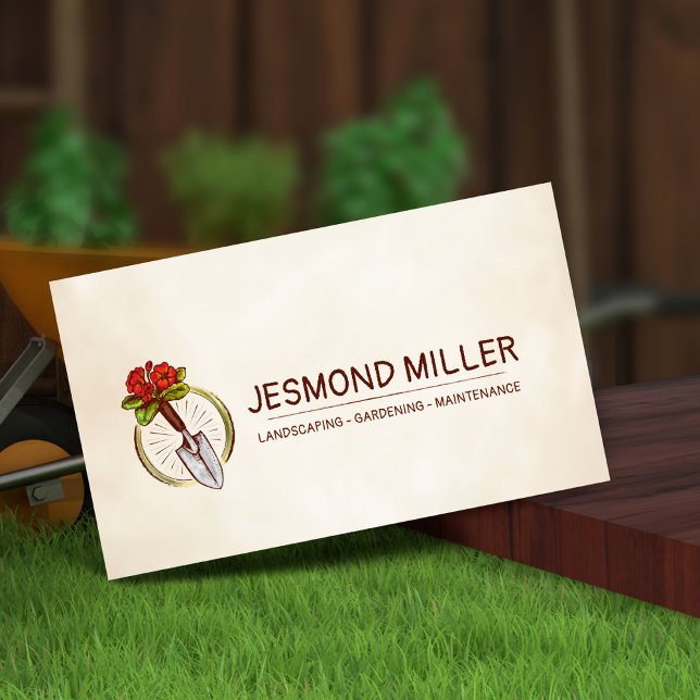 Vintage Sketch Gardening Logo Business Card (Creator Uploaded)