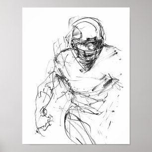 Vintage Sketch of American Football Player in Moti Poster