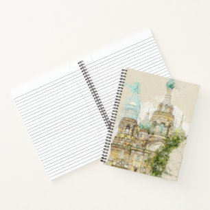 Vintage sketch of Church Saint-Petersburg Notebook