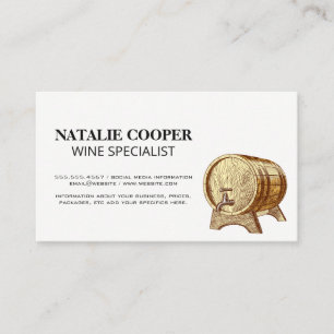 Vintage Sketch Wine Barrel Business Card