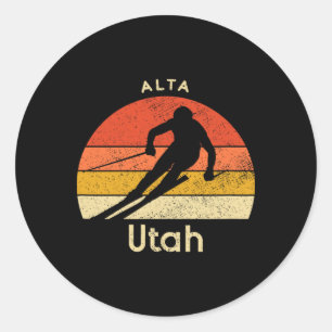 Vintage Ski Alta Utah Mountain Classic Round Sticker