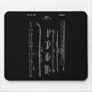 Vintage Ski Blueprint Shirt - Snow Water Skiing Sk Mouse Pad