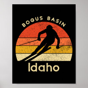 Vintage Ski Bogus Sin Idaho Mountain Poster