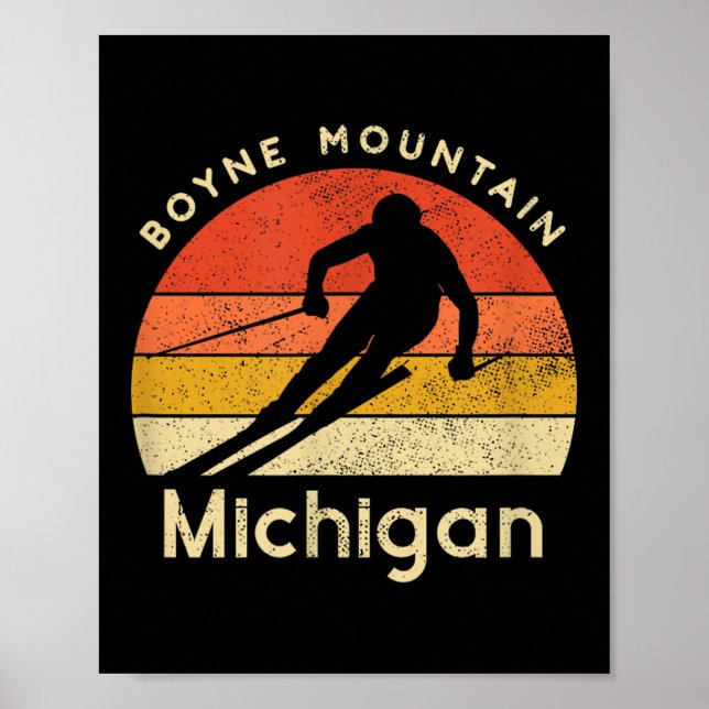 Vintage Ski Boyne Mountain Michigan Mountain  Poster (Front)