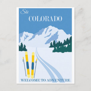 Vintage Ski Colorado Mountains Travel Postcard