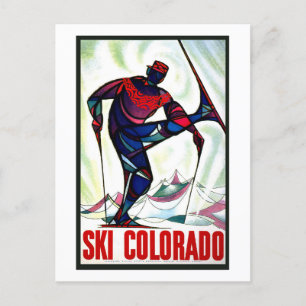Vintage Ski Colorado Travel Poster Postcard