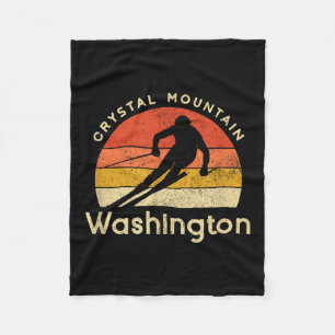 Vintage Ski Crystal Mountain Washington Mountain Fleece Blanket