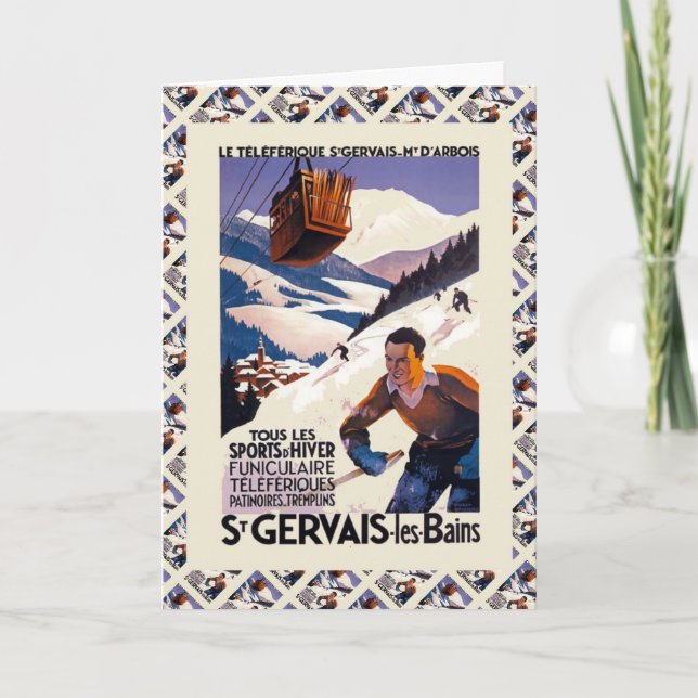 Vintage Ski, France, St Gervais les Bains Card (Front)