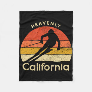 Vintage Ski Heavenly California Mountain Fleece Blanket